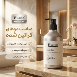 شامپو مو ویتاپلکس مدل KC01 مناسب موهای کراتین شده، نرم‌کننده، لطافت‌بخش، تقویت‌کننده، ترمی 102705786