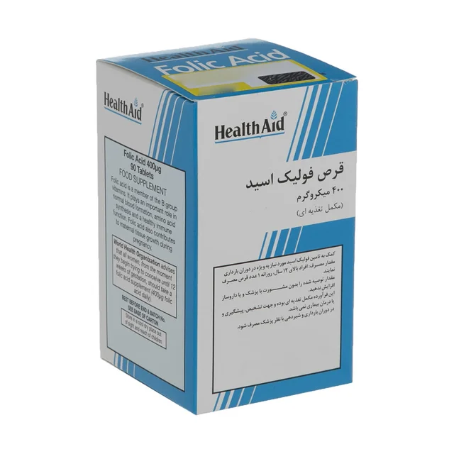 قرص فولیک اسید 400 میکروگرمی هلث اید بسته 90 عددی 102953699