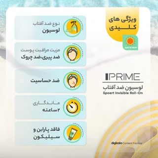 لوسیون ضدآفتاب پرایم مدل Spoert Invisible Roll-On، حجم 50 میلی‌لیتر 101561642