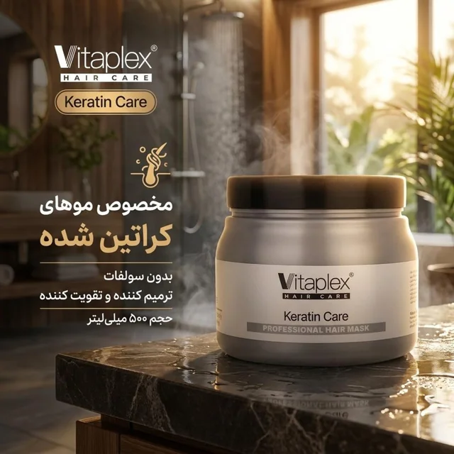 ماسک مو ویتاپلکس مدل Keratin Care مناسب برای موی کراتین شده حجم 500 میلی لیتر 102705981