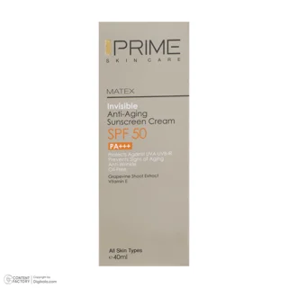 کرم ضد آفتاب و ضد چروک بی رنگ پرایم مدل Matex Colorless SPF50 مناسب انواع پوست حجم 40 میلی 101561558