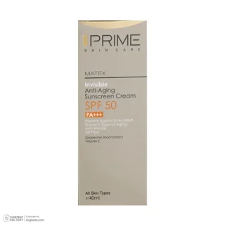 کرم ضد آفتاب و ضد چروک بی رنگ پرایم مدل Matex Colorless SPF50 مناسب انواع پوست حجم 40 میلی 101561551
