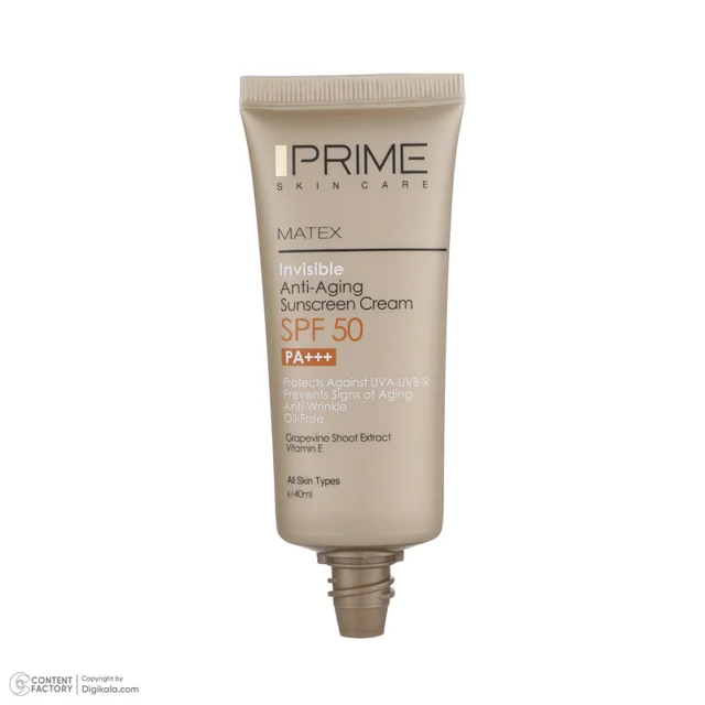 کرم ضد آفتاب و ضد چروک بی رنگ پرایم مدل Matex Colorless SPF50 مناسب انواع پوست حجم 40 میلی 101561559